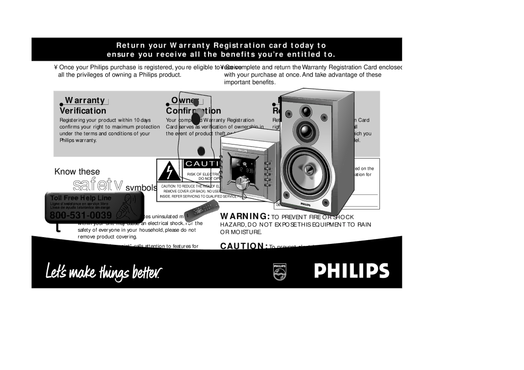 Philips MZ-33 manual Safety symbols 