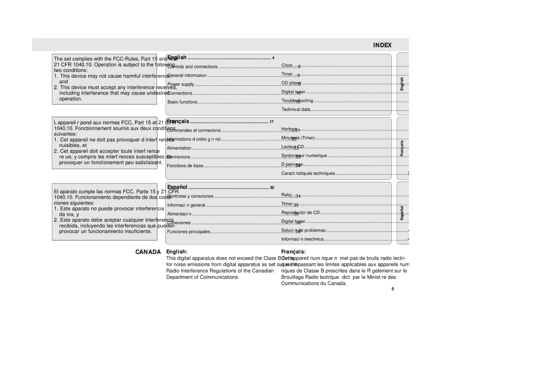 Philips MZ-33 manual Este aparato no puede provocar interferencia dañina, y, Français 