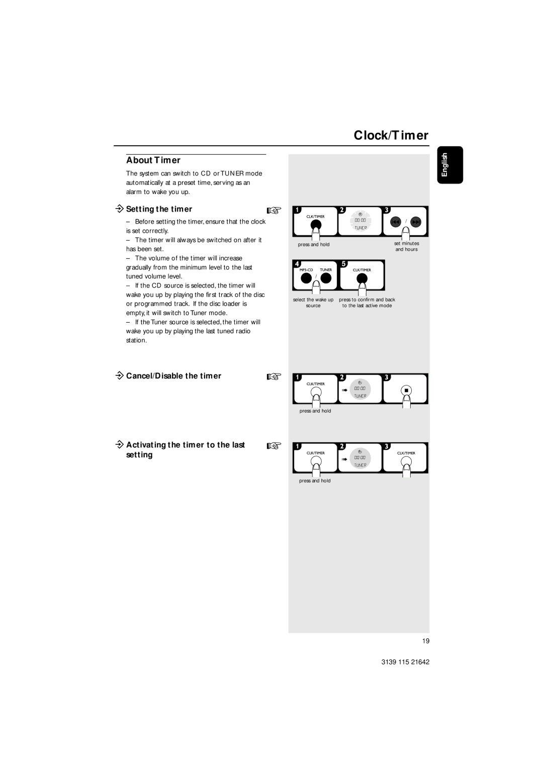 Philips MZ1000, MZ1100, MZ1200 manual About Timer, ÖSetting the timer 