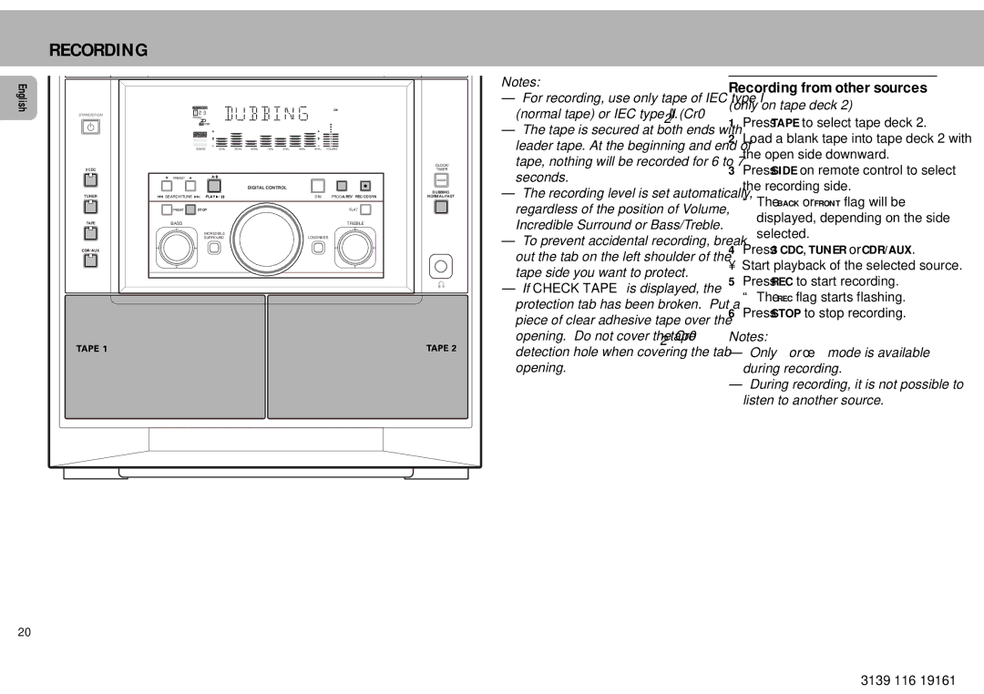 Philips MZ7 manual Recording from other sources 