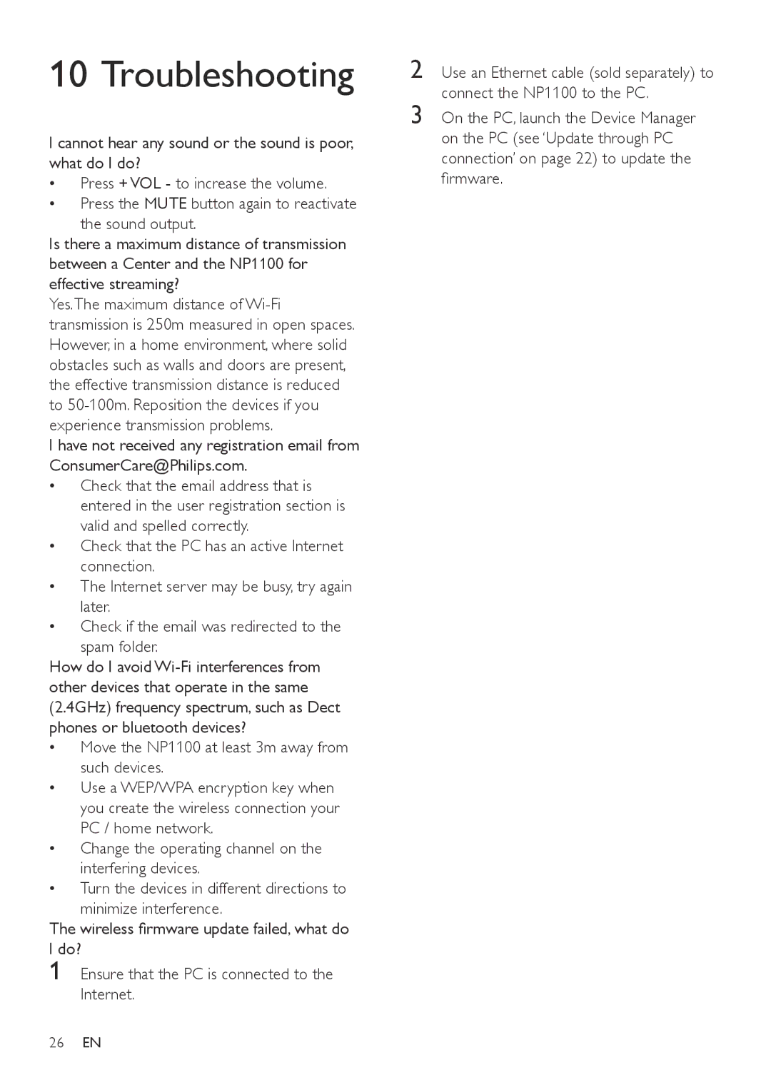 Philips NP1100/12 user manual Troubleshooting 