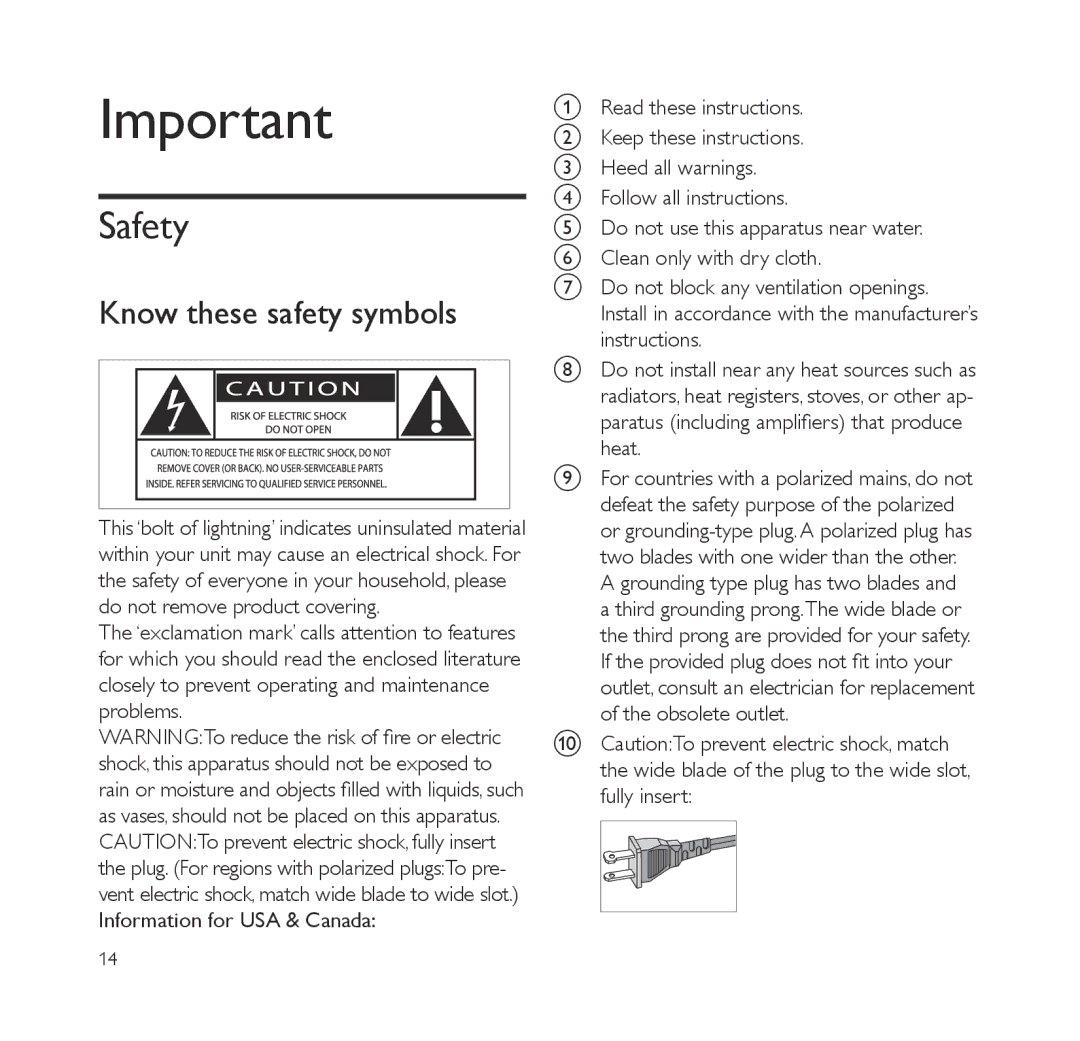 Philips NP2500/37B quick start Safety 