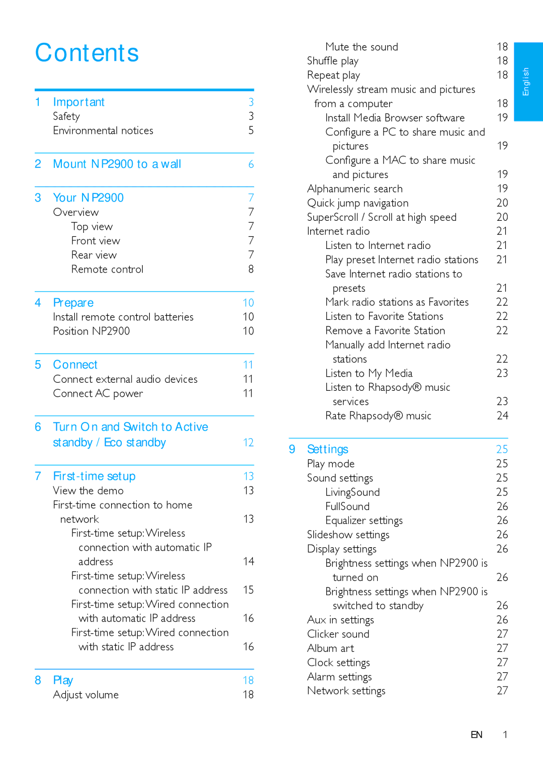 Philips NP2900 user manual Contents 