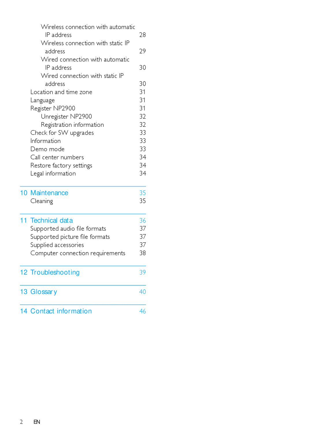 Philips NP2900 user manual IP address, Cleaning 