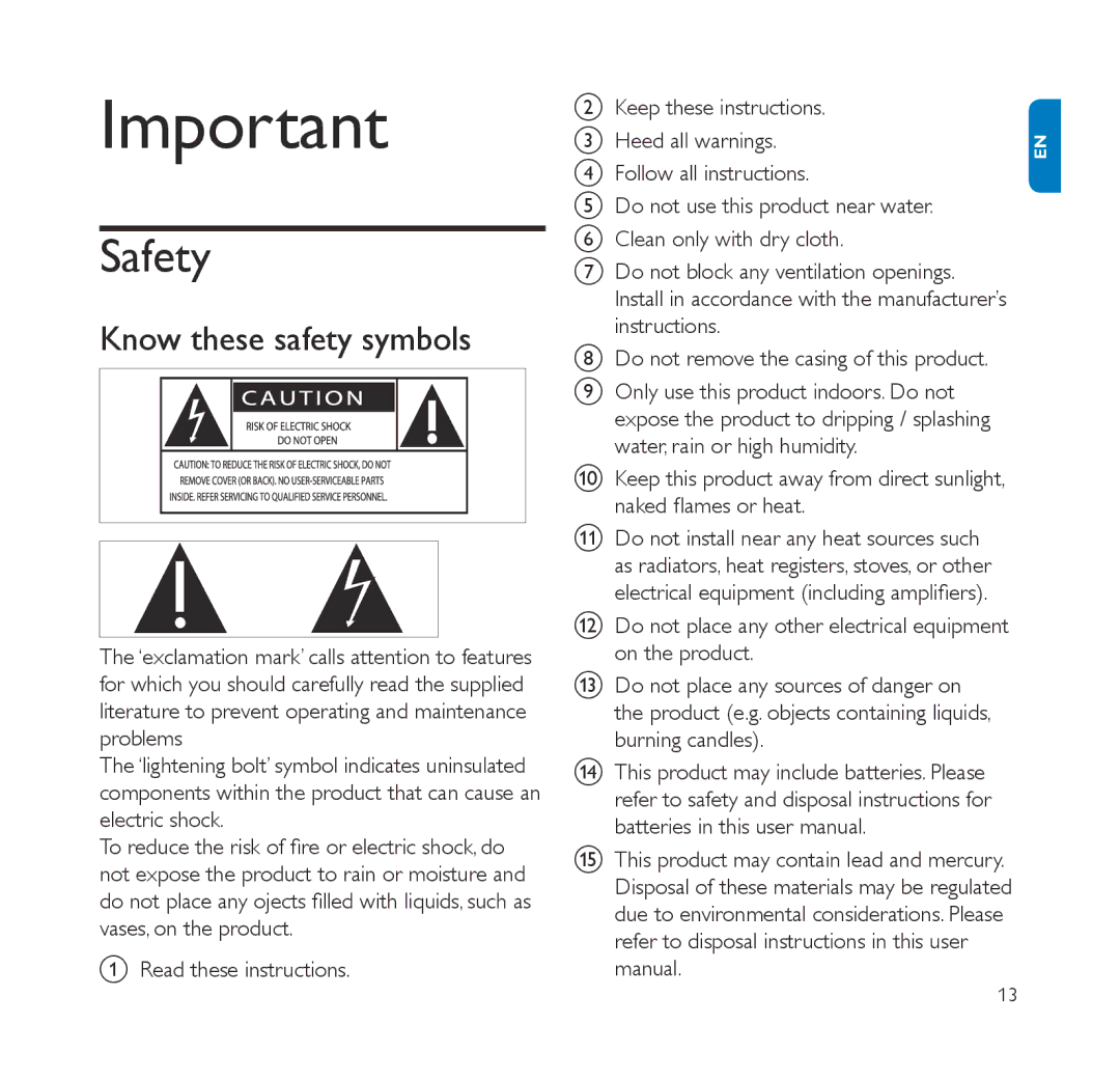 Philips NP2900 quick start Safety 