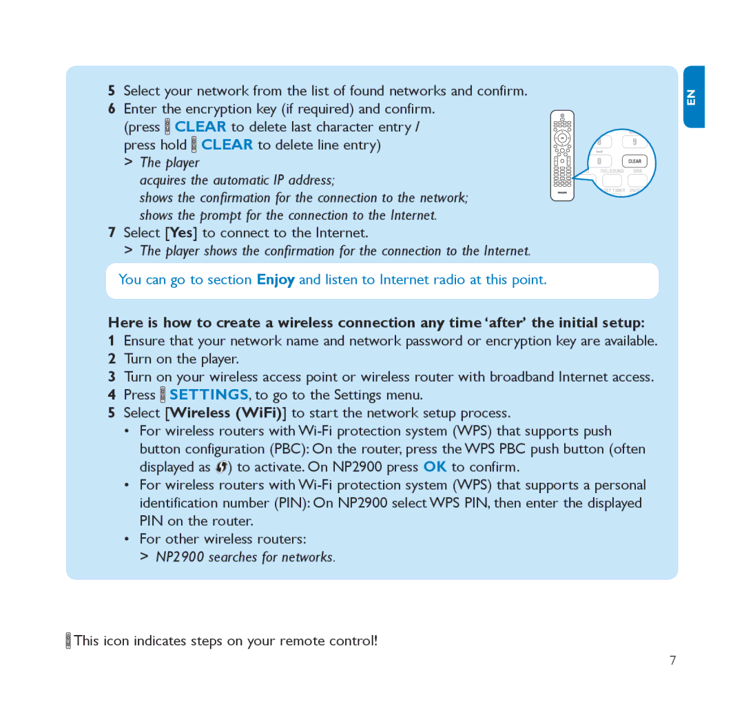 Philips NP2900 quick start Acquires the automatic IP address 