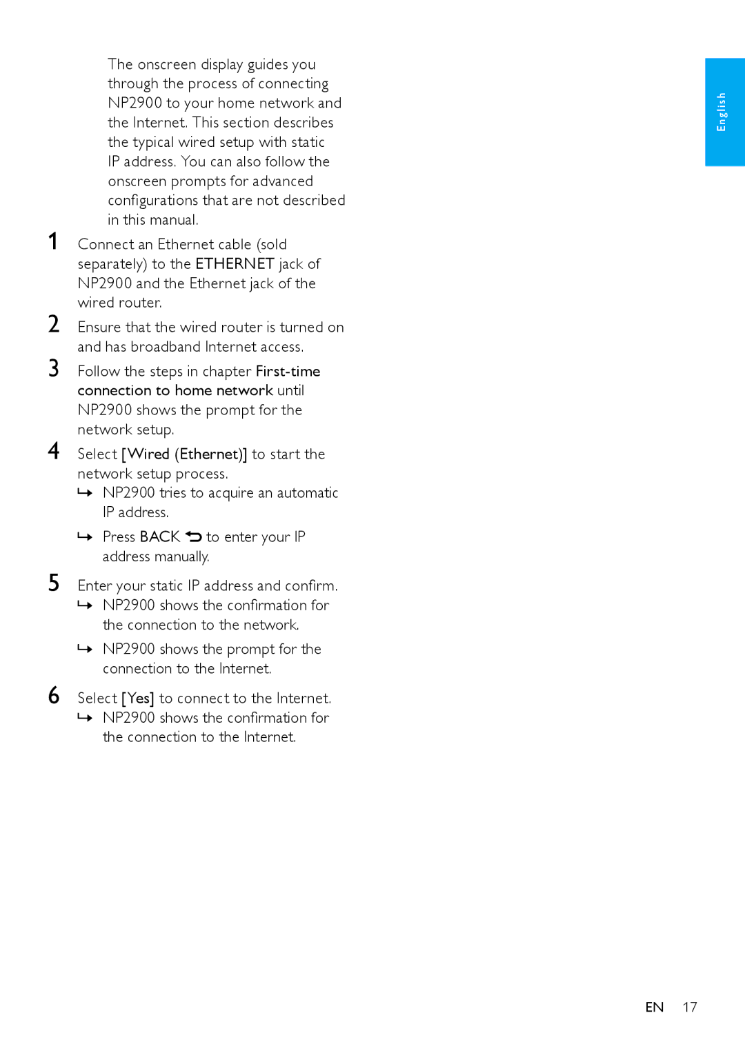 Philips NP2900 user manual Connection to the Internet 