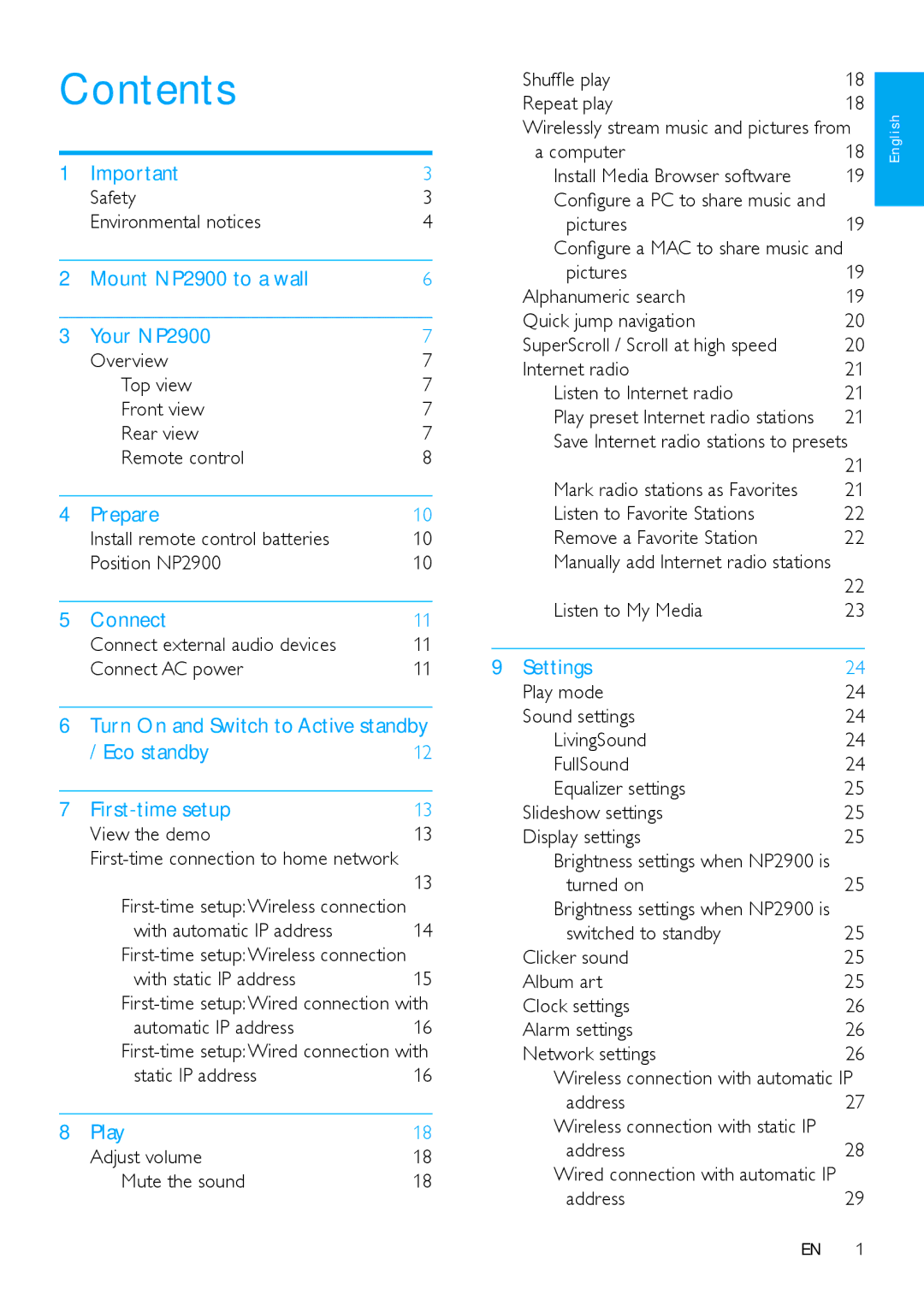 Philips NP2900 user manual Contents 