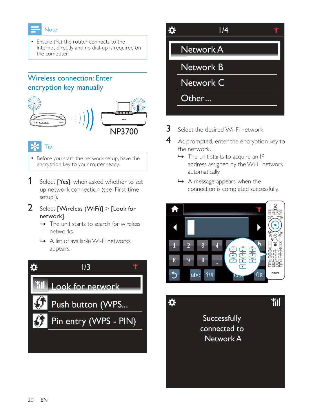 Philips NP3700/12 user manual WEP key 