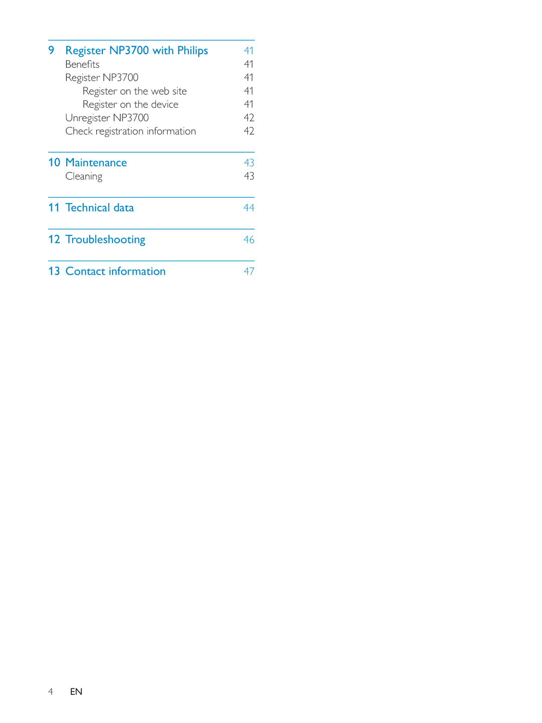 Philips NP3700/12 user manual Register NP3700 with Philips, Cleaning 