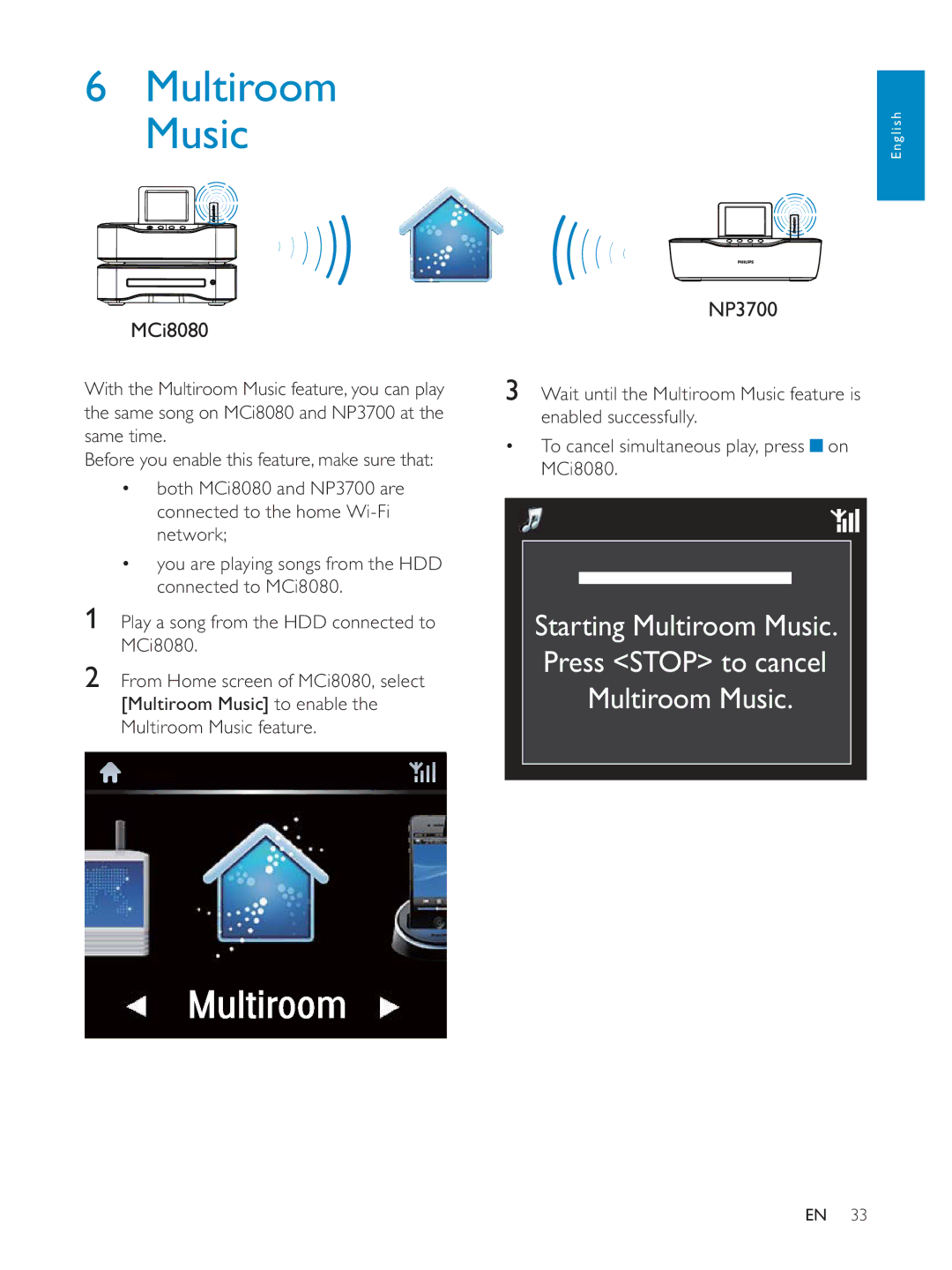 Philips NP3700/12 user manual Multiroom Music, MCi8080 