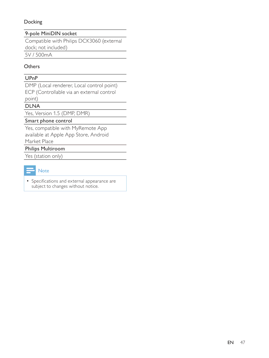 Philips NP3900/12 user manual Dlna 