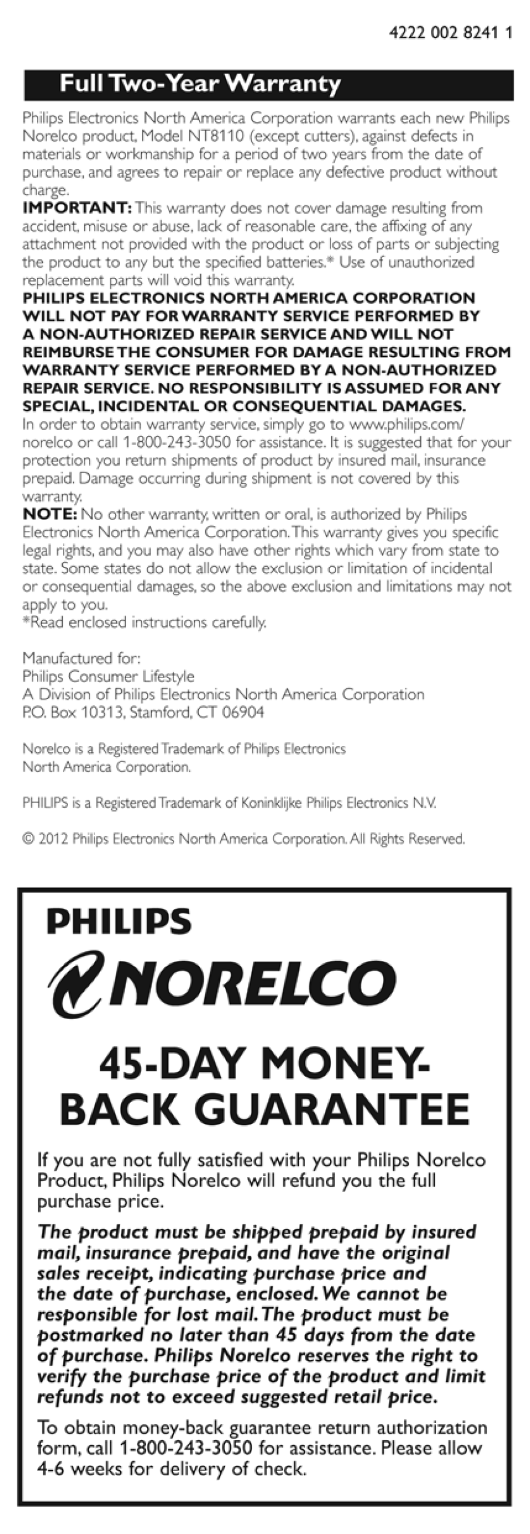 Philips NT8110 manual 
