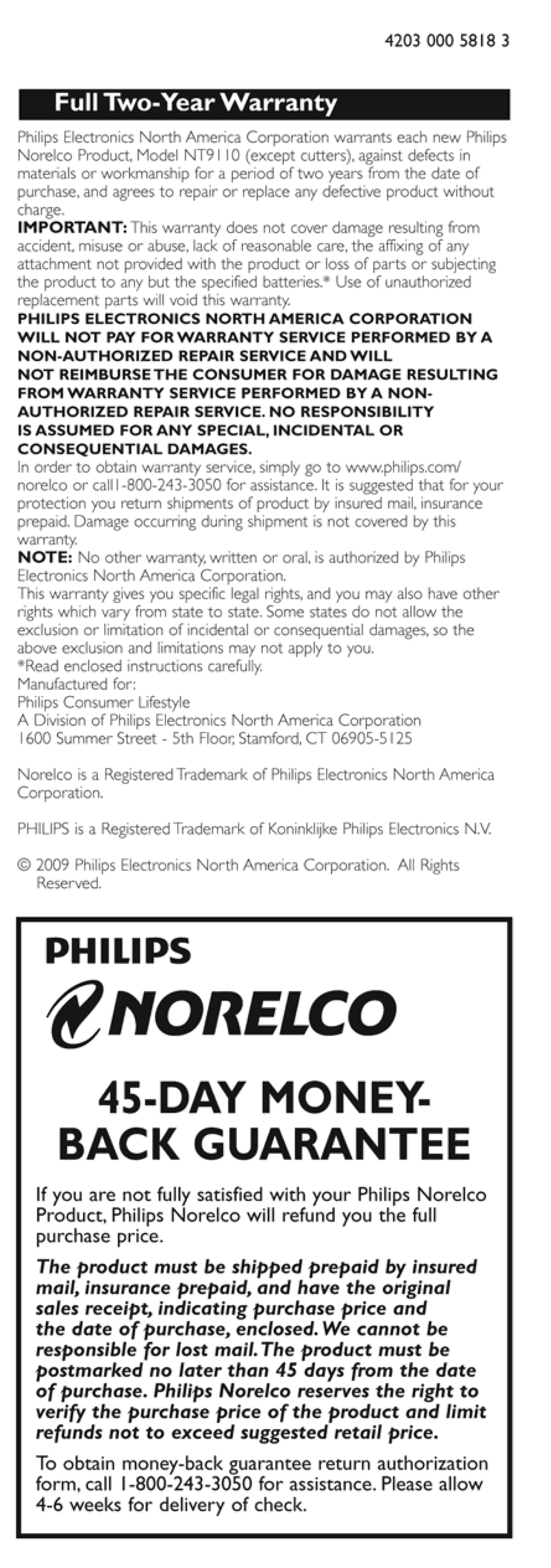 Philips NT9110/60 manual 