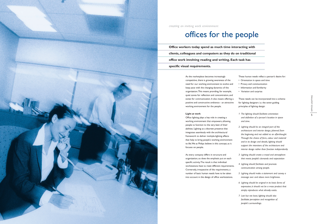 Philips Office Lighting manual Offices for the people, Light at work 