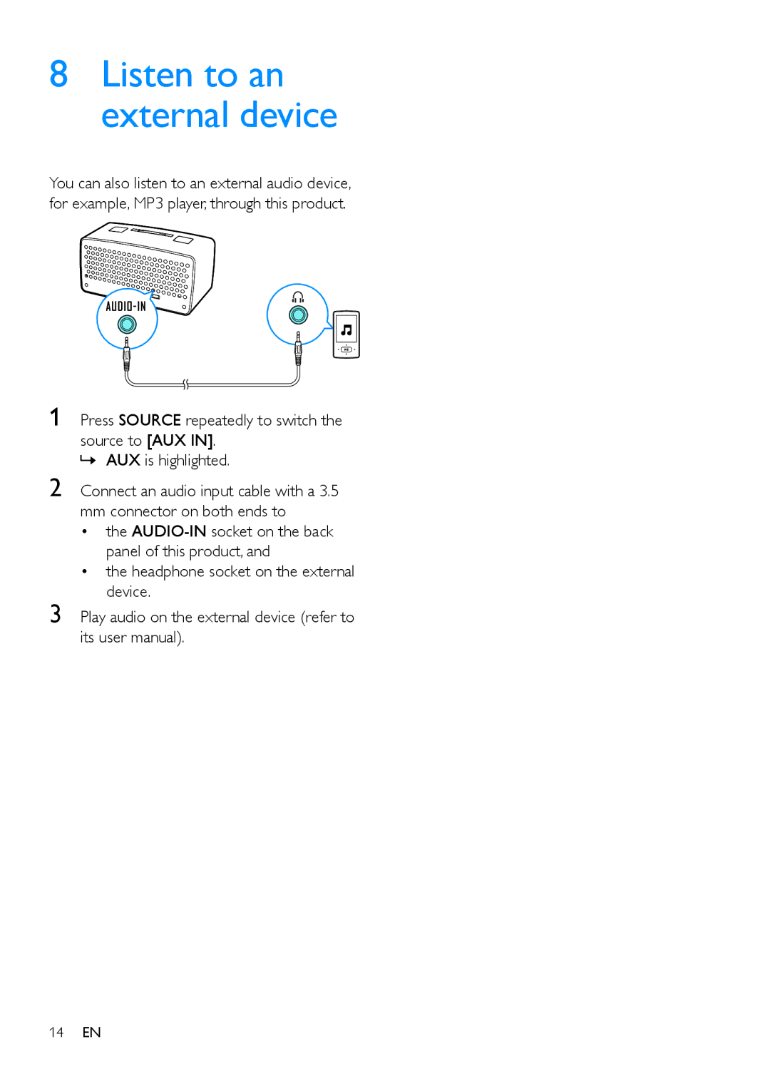 Philips OR2200 user manual Listen to an external device 