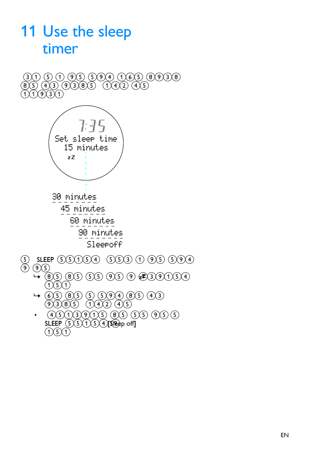 Philips OR2200 user manual Use the sleep timer 