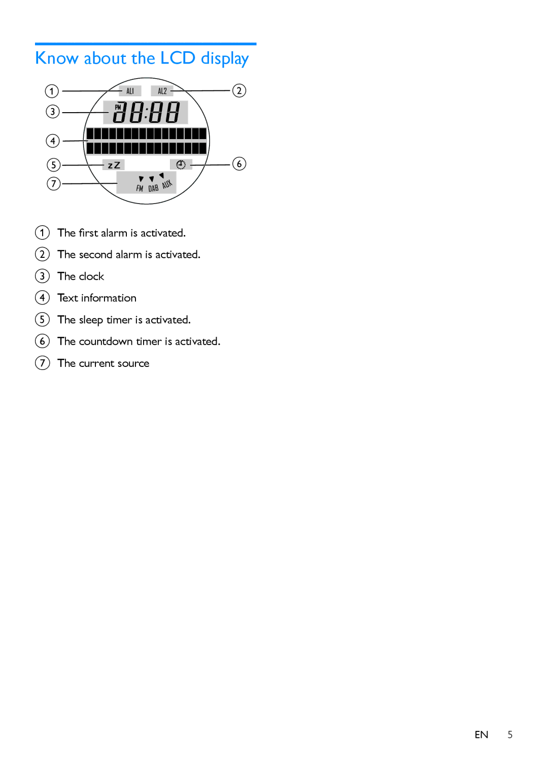 Philips OR2200 user manual Know about the LCD display 