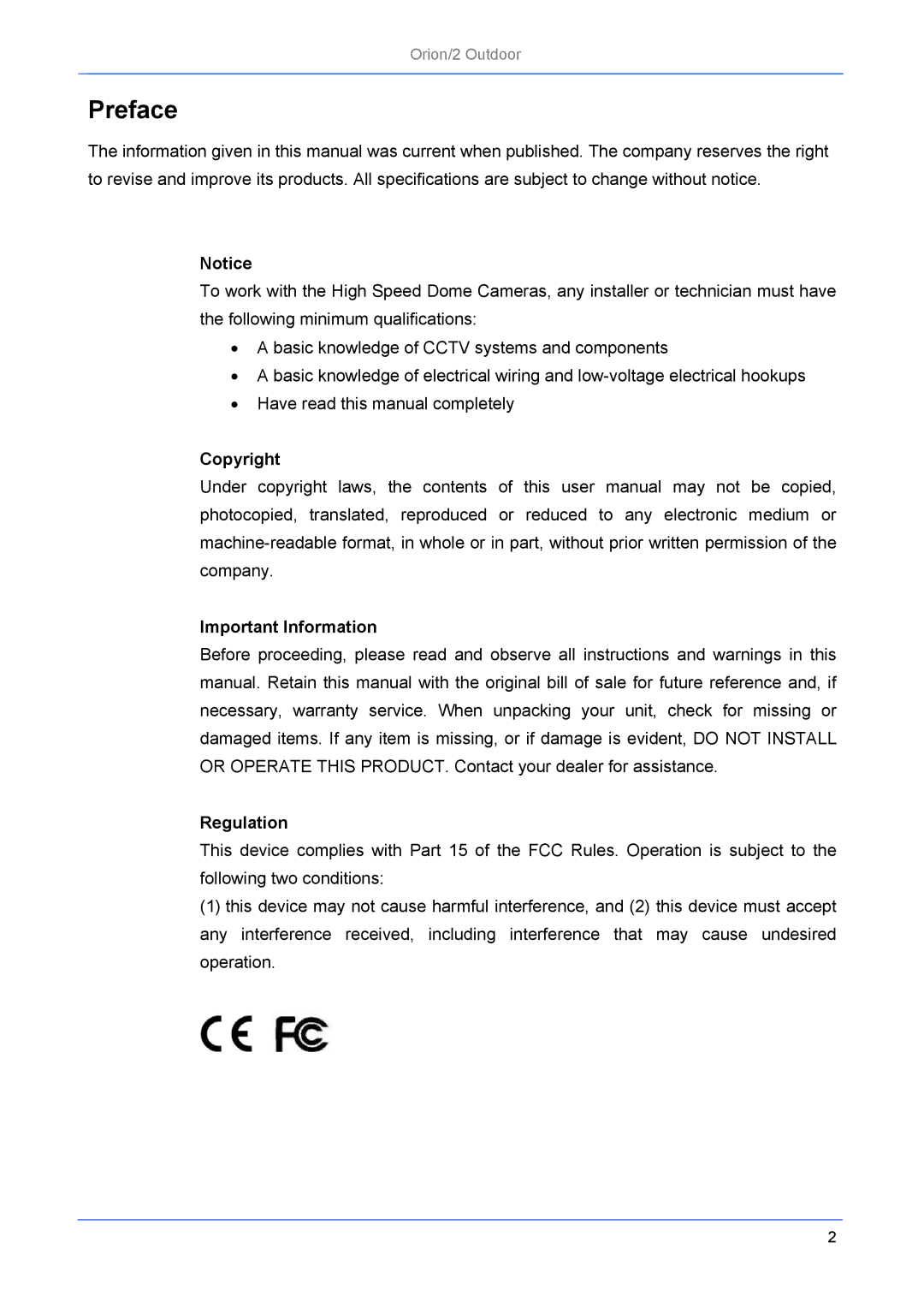 Philips Orion/2 manual Copyright Important Information, Regulation 