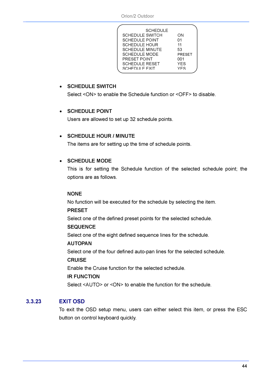 Philips Orion/2 manual Exit OSD 