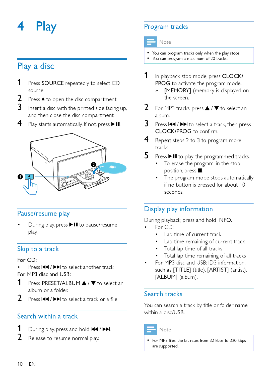 Philips OTT2000 user manual Play a disc 