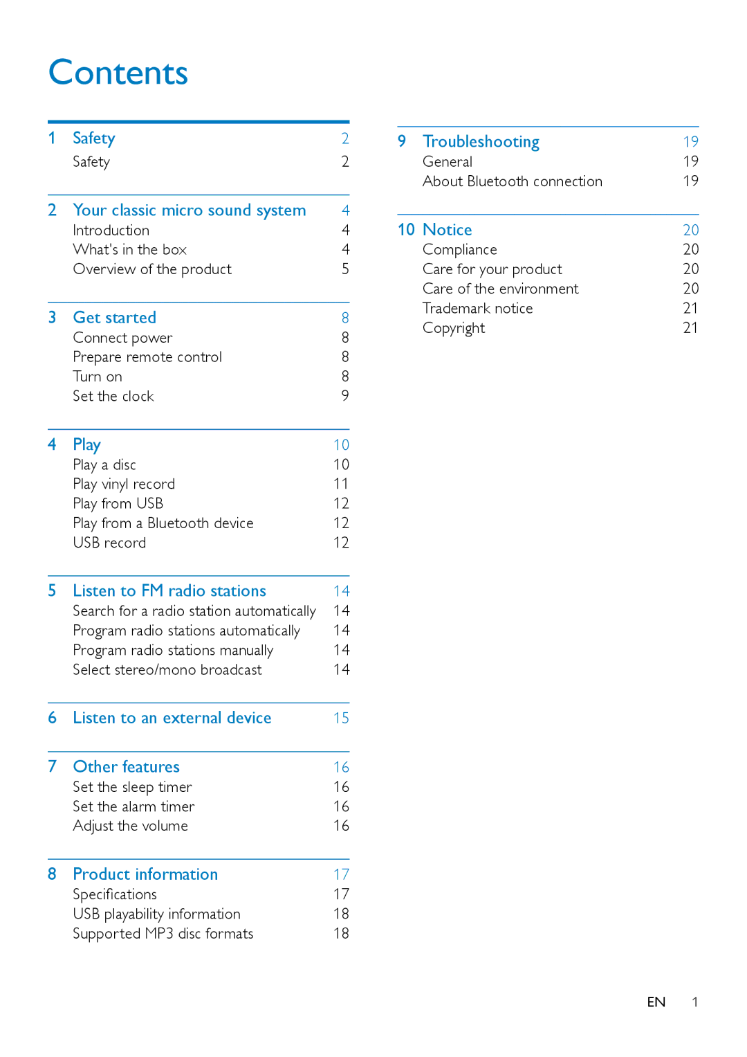 Philips OTT2000 user manual Contents 