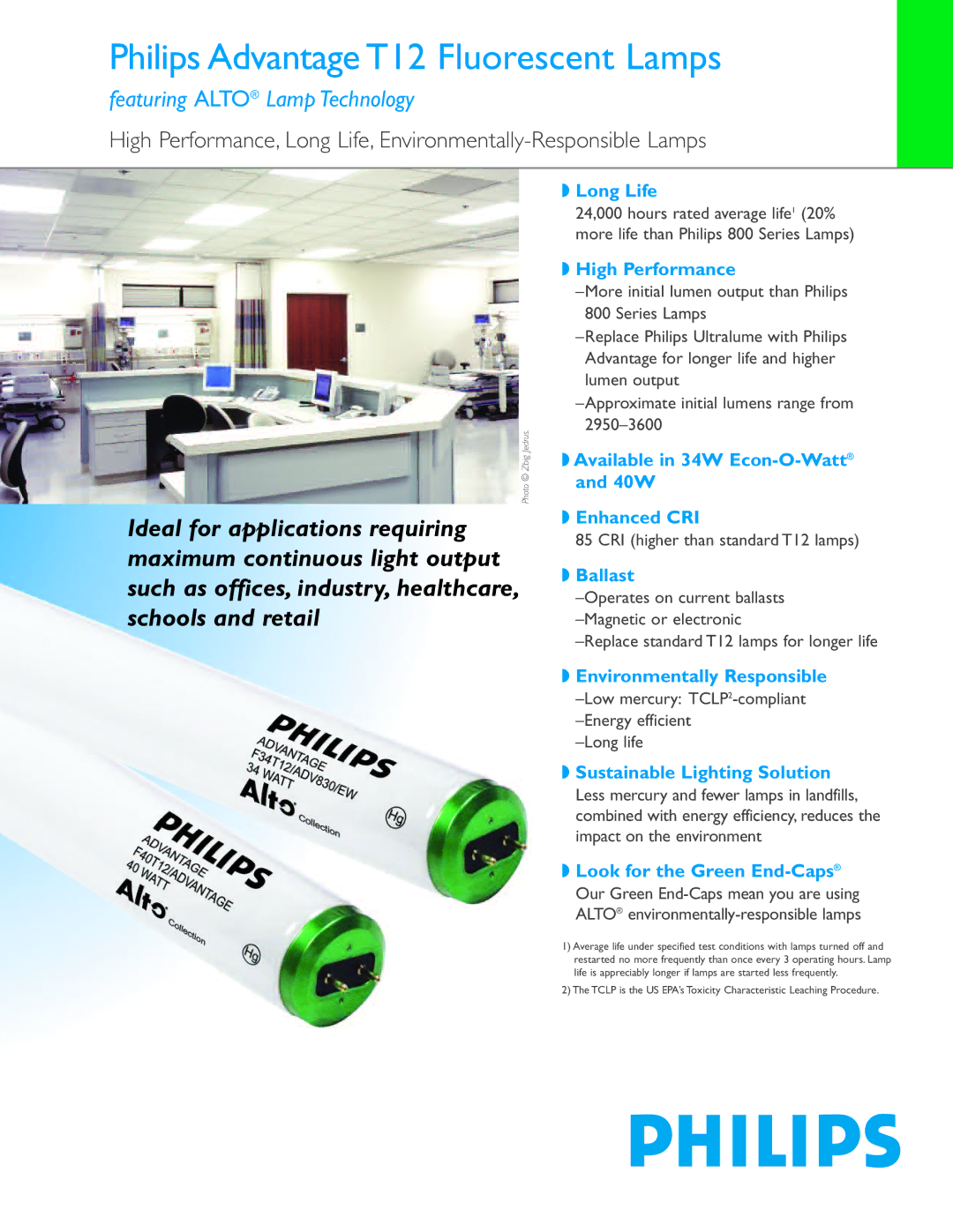 Philips P-2497-E manual Philips Advantage T12 Fluorescent Lamps 
