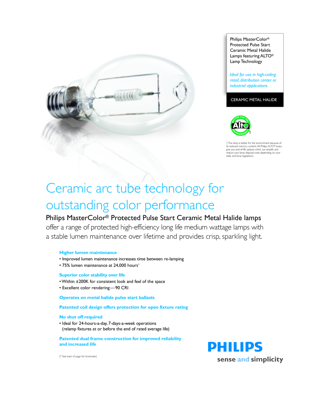 Philips P-5496-E manual Superior color stability over life 