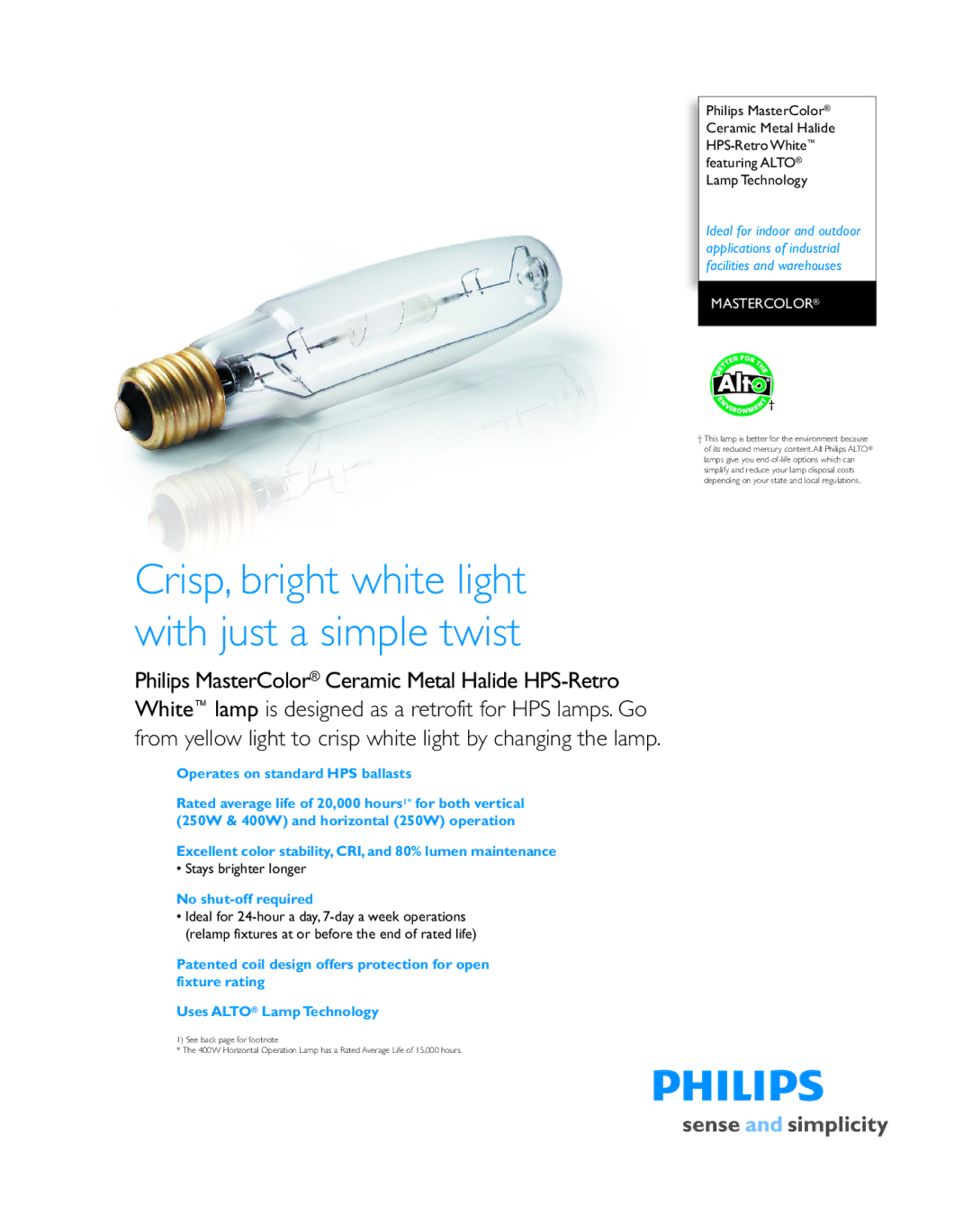 Philips P-5497-F manual Crisp, bright white light with just a simple twist 