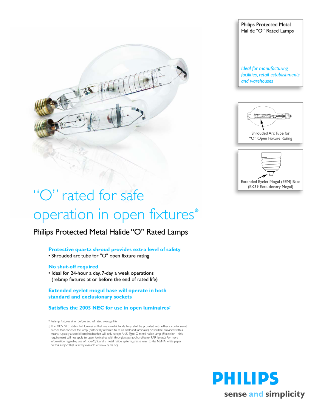 Philips P-5562-B manual Rated for safe operation in open fixtures 