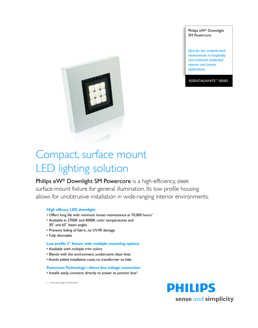 Philips P-5977 manual High efficacy LED downlight, PowercoreTechnology-directline voltageconnection 