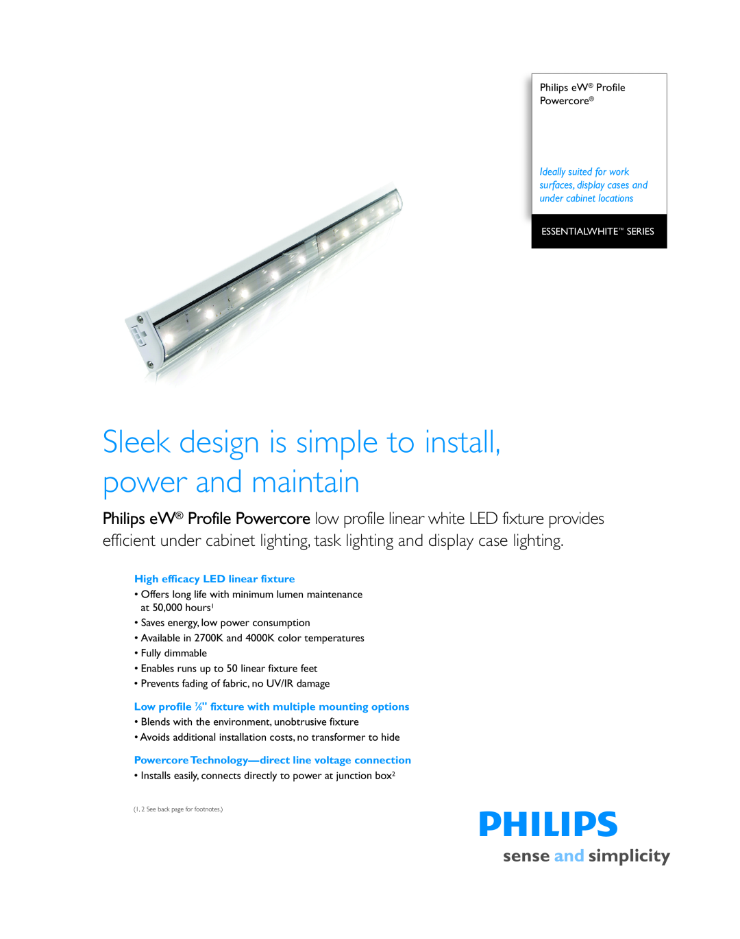 Philips P-5978-A manual High efficacy LED linear fixture, PowercoreTechnology-directline voltage connection 