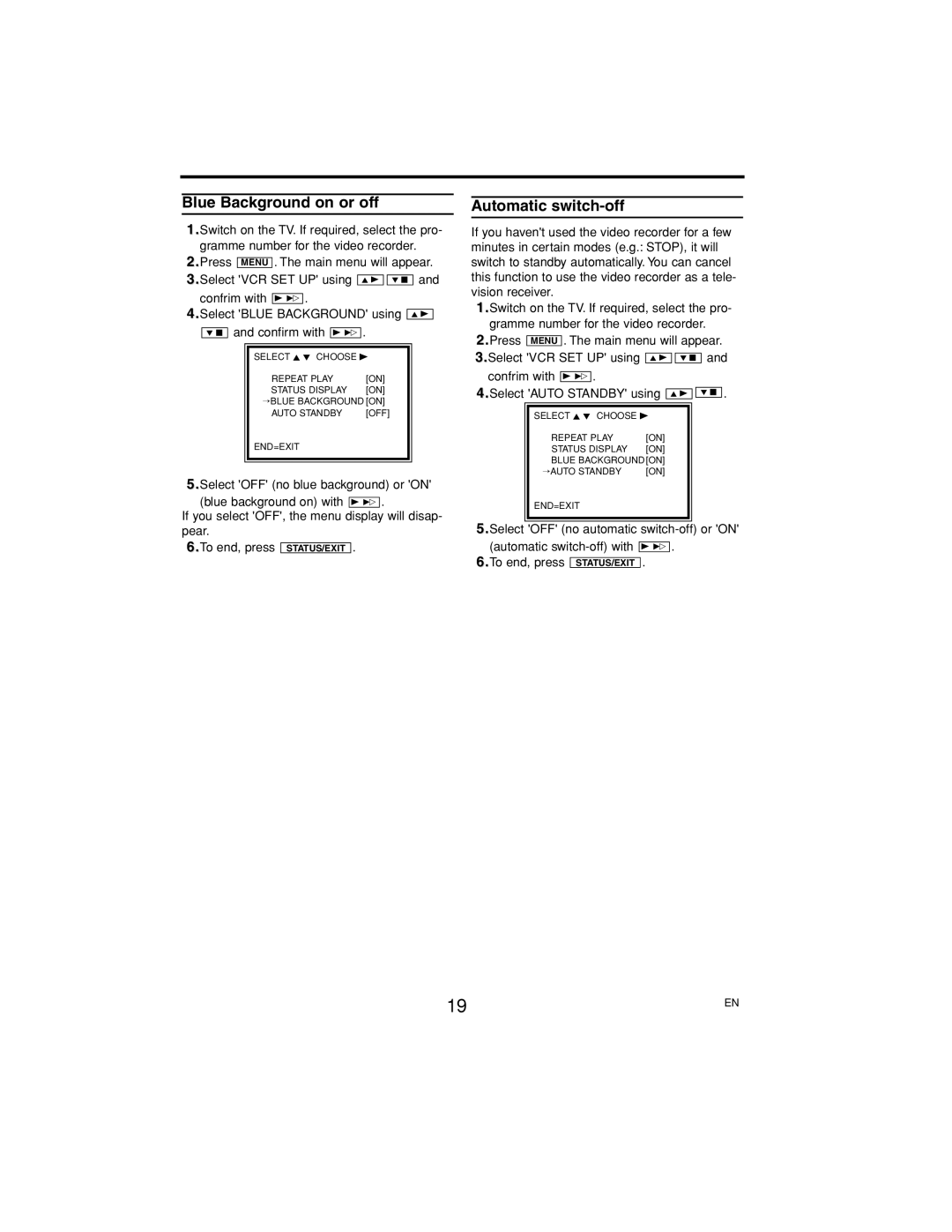 Philips MA4CMH20MRE, P406TAT, E4PIN operating instructions Blue Background on or off, Automatic switch-off 