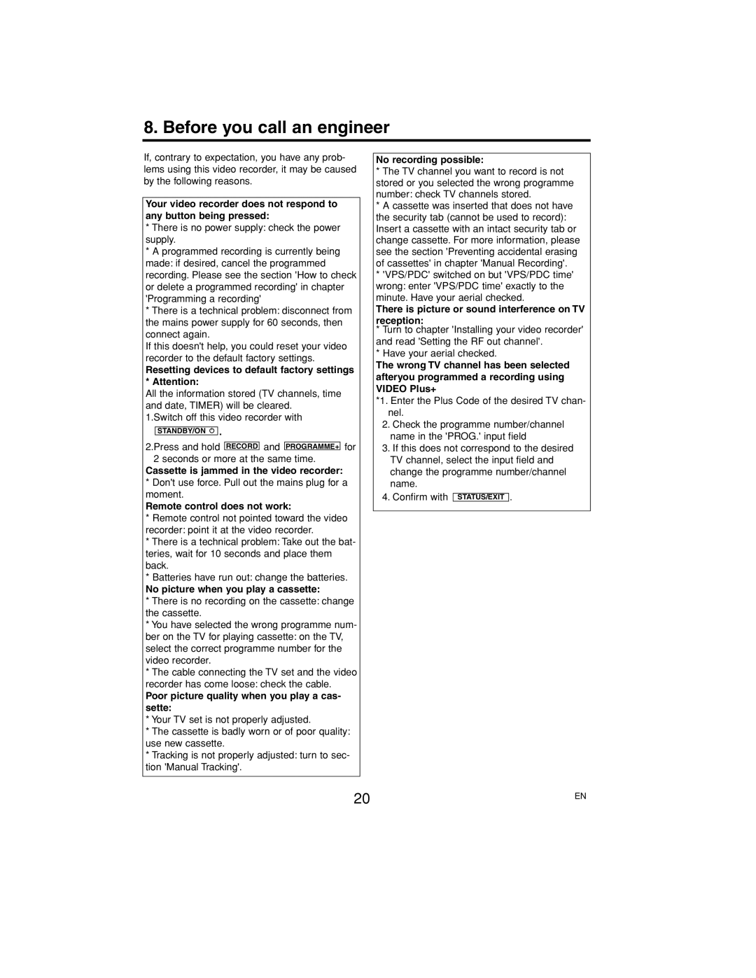 Philips E4PIN, P406TAT, MA4CMH20MRE operating instructions Before you call an engineer 