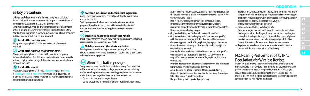 Philips Link, P7040P manual Safety precautions, About the battery usage, Regulations for Wireless Devices 