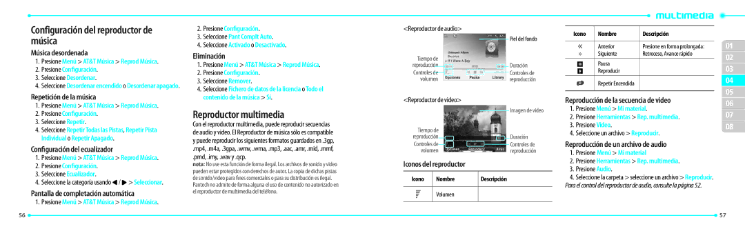 Philips P7040P, Link manual Configuración del reproductor de música, Reproductor multimedia 