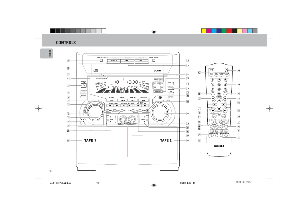 Philips P88 manual Controls, Disc 