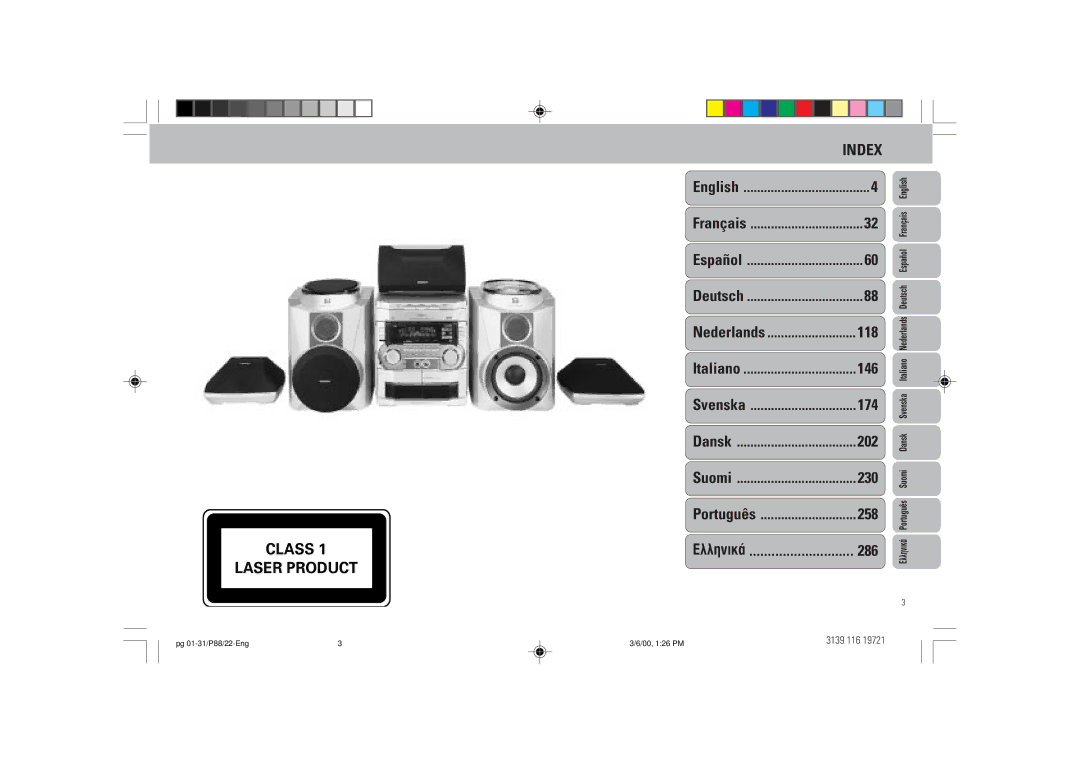 Philips P88 manual English Français Español Deutsch Nederlands, Italiano, Svenska, Dansk, Suomi, Português 