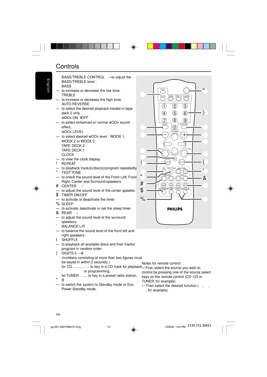 Philips P880 manual Controls 