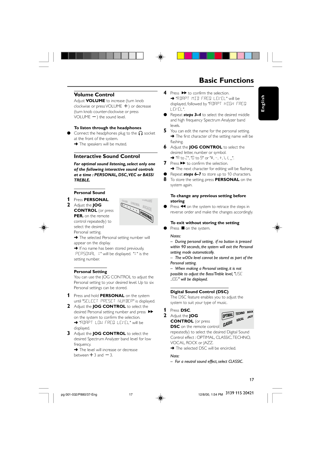 Philips P880 manual Volume Control, Interactive Sound Control 