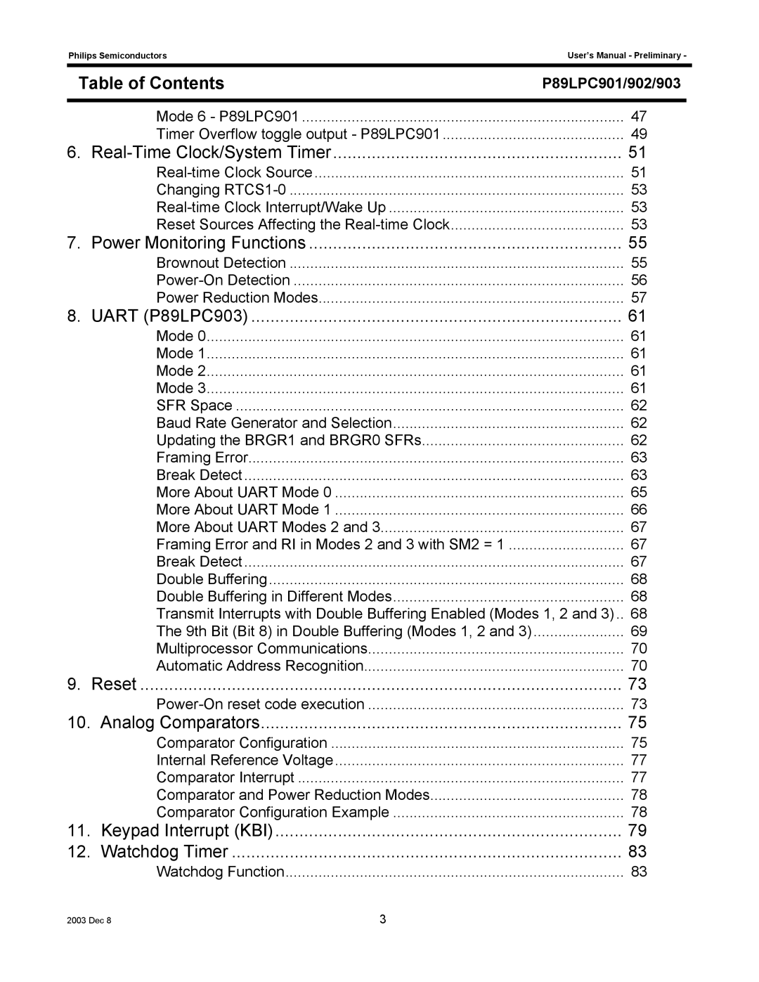 Philips P89LPC901, P89LPC903, P89LPC902 user manual Power Monitoring Functions 