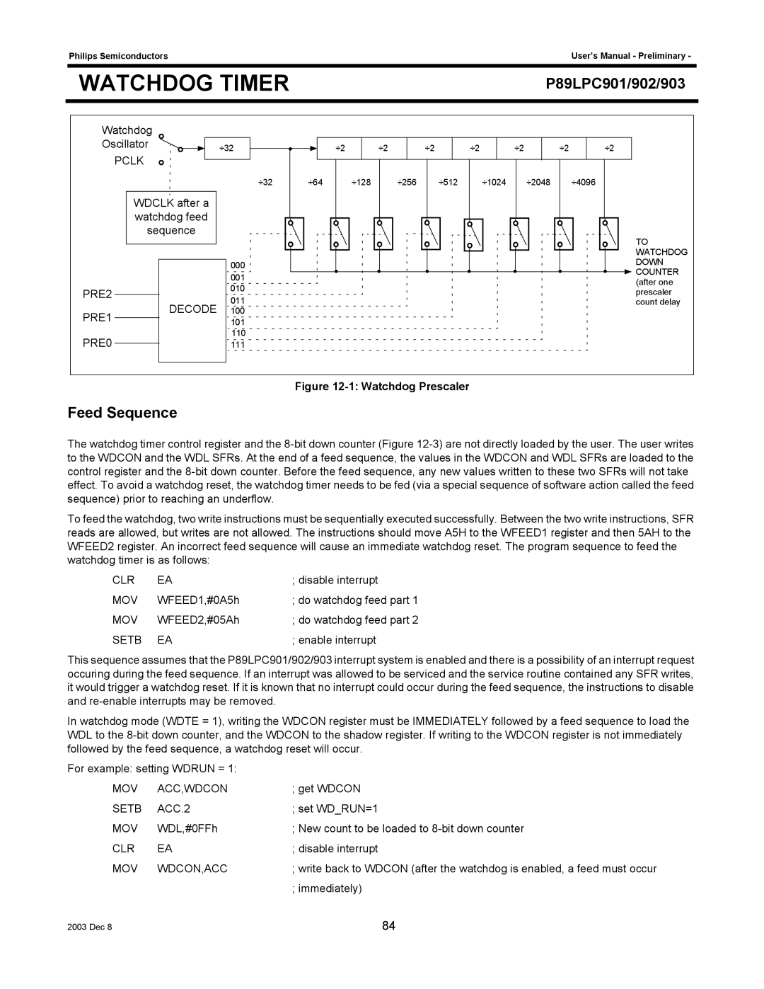 Philips P89LPC901, P89LPC903, P89LPC902 user manual Feed Sequence 