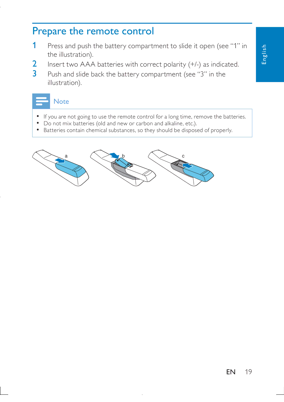 Philips PB9011 manual Prepare the remote control 