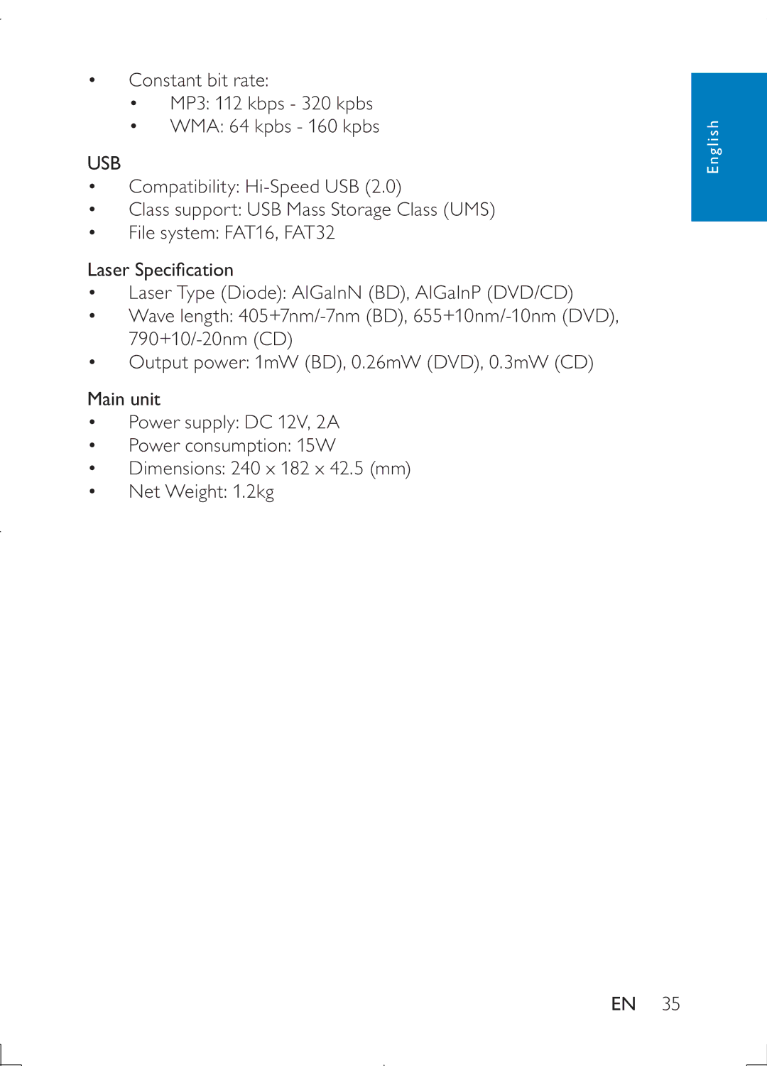 Philips PB9011 manual Usb 