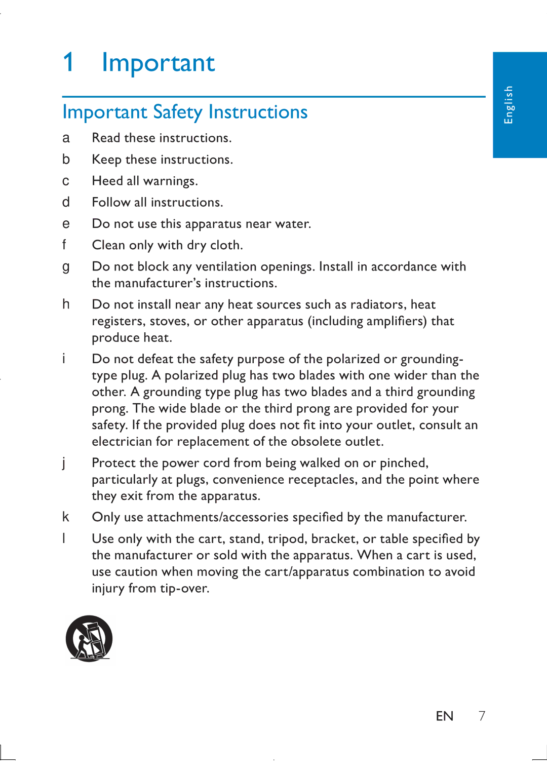 Philips PB9011 manual Important Safety Instructions 