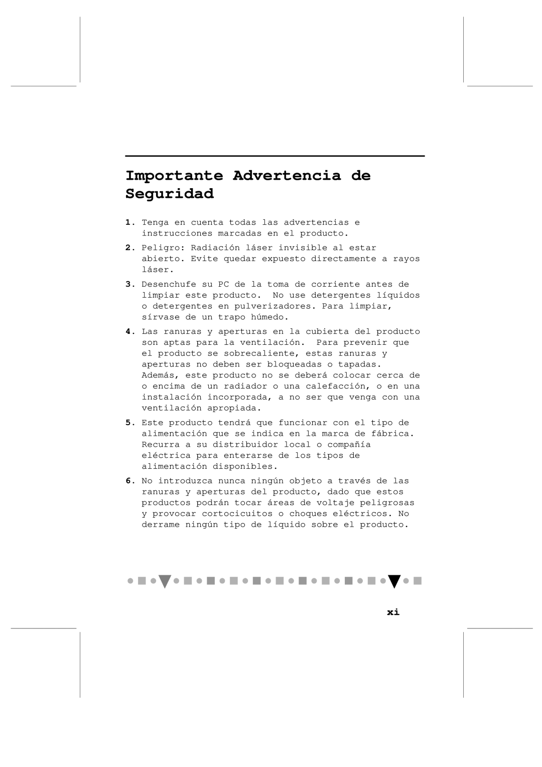 Philips PCA103CD user manual Importante Advertencia de Seguridad 