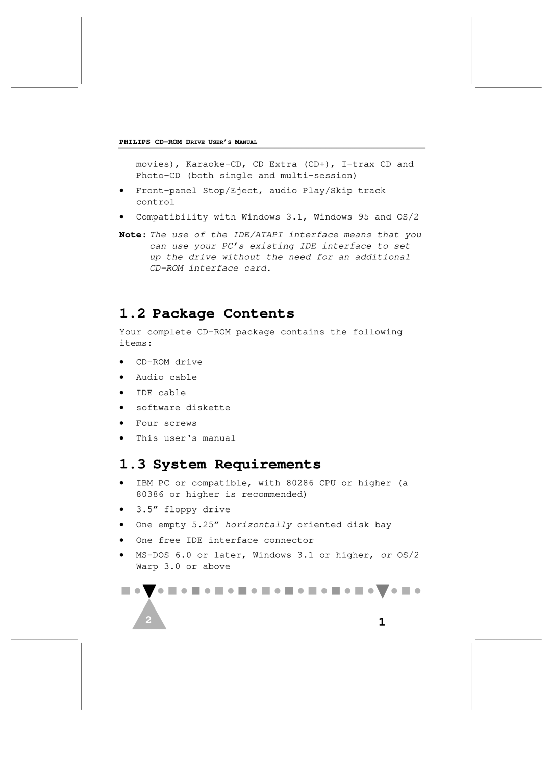 Philips PCA103CD user manual Package Contents, System Requirements 