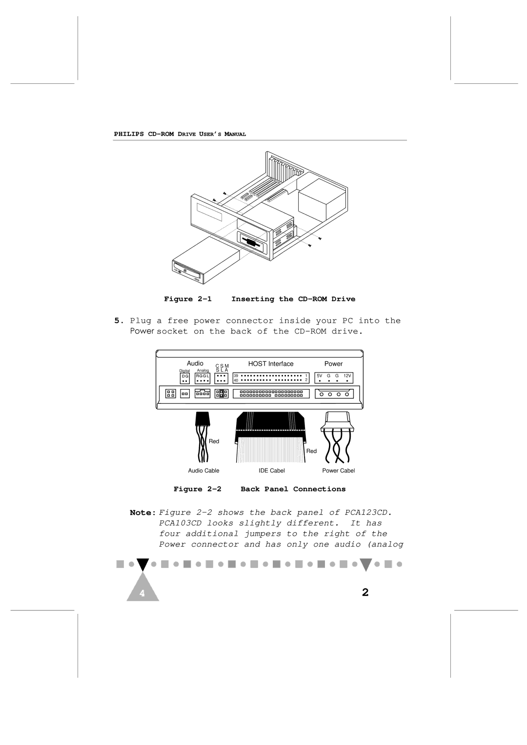 Philips PCA103CD user manual Inserting the CD-ROM Drive 