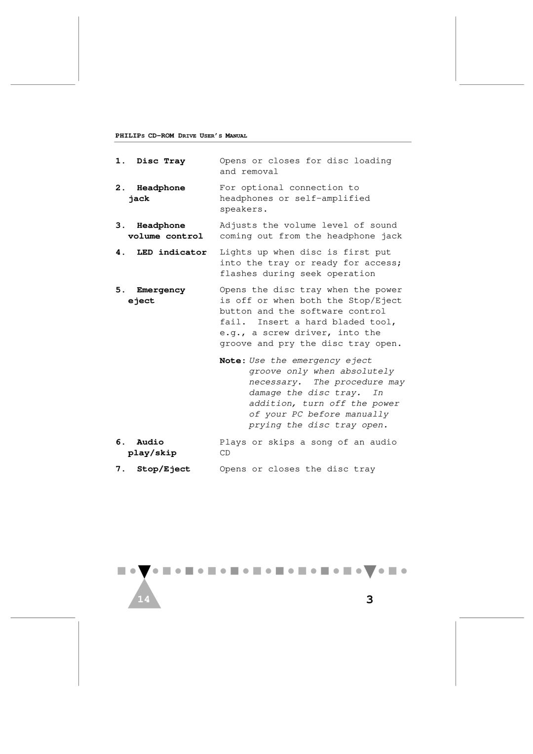 Philips PCA103CD user manual Play/skip CD 