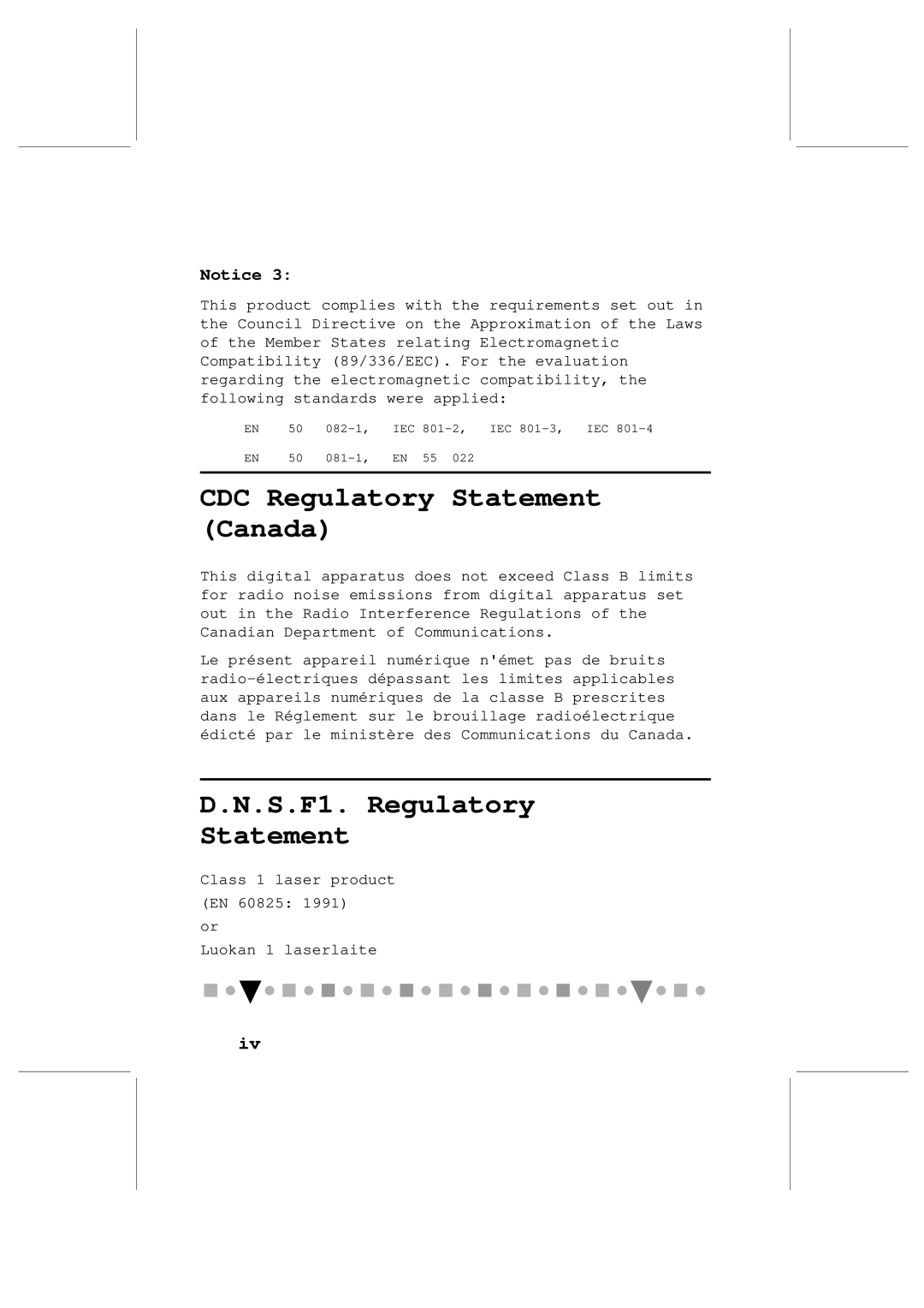 Philips PCA103CD user manual CDC Regulatory Statement Canada, S.F1. Regulatory Statement 